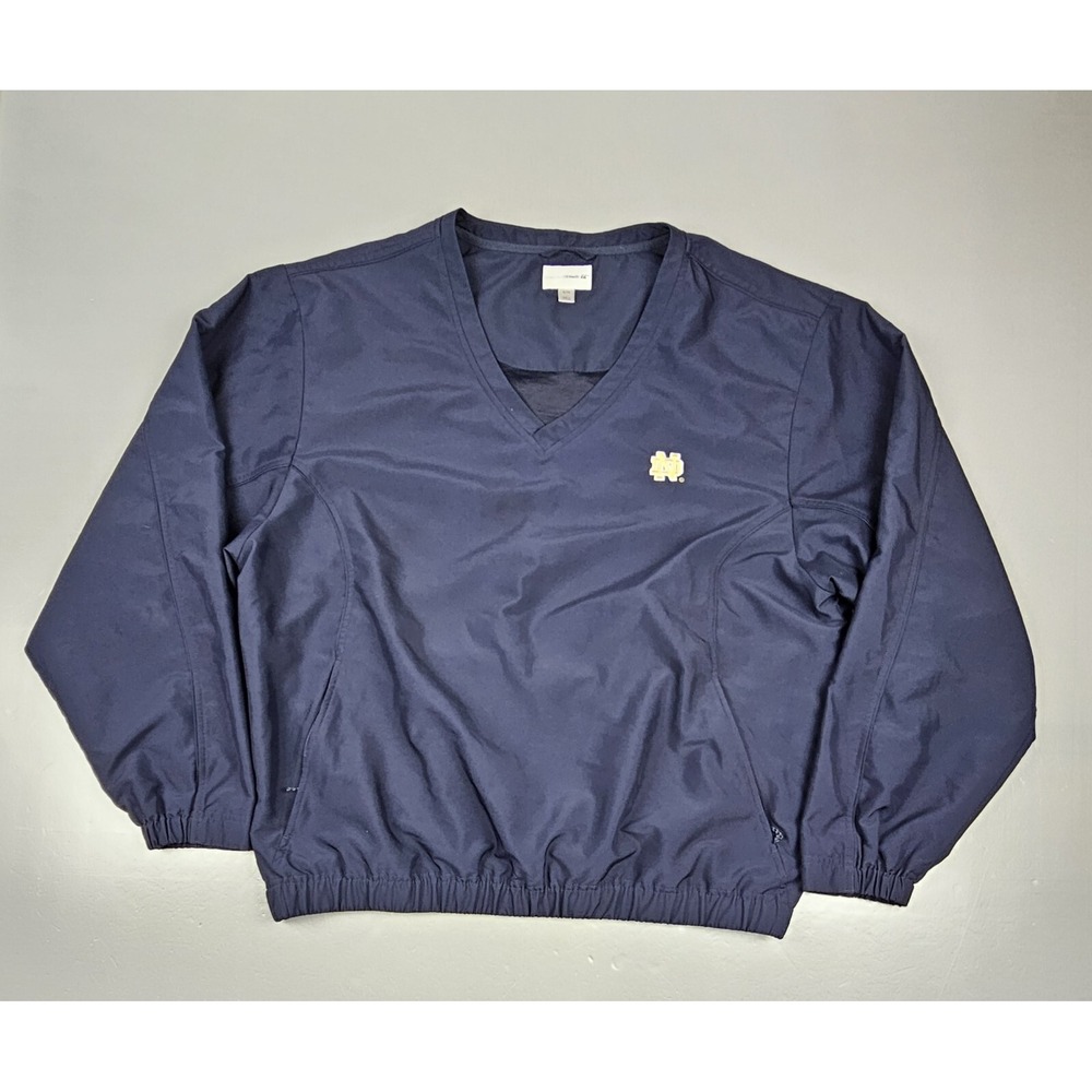 Notre Dame Pullover Mens XL. Cutter & Buck CB WindTec Blue V-neck Long Sleeve.